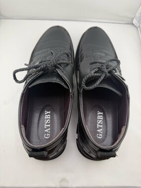 Gatsby Men's Black Leather Derby Lace-Up Shoes